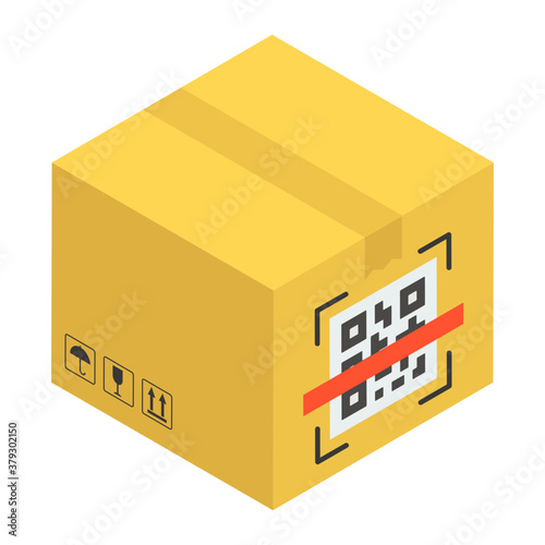 
A parcel icon design, cardboard in modern isometric style 

