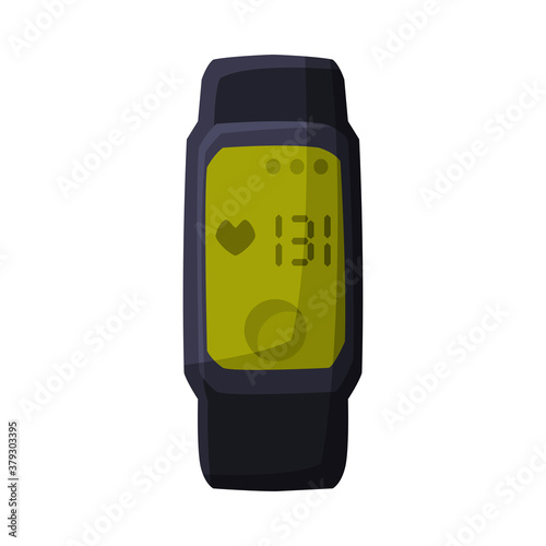 Smartwatch with Heart Rate, Portable Pulse Tracker with Touchscreen, Workout Gadget, Fitness and Sports Equipment Vector Illustration