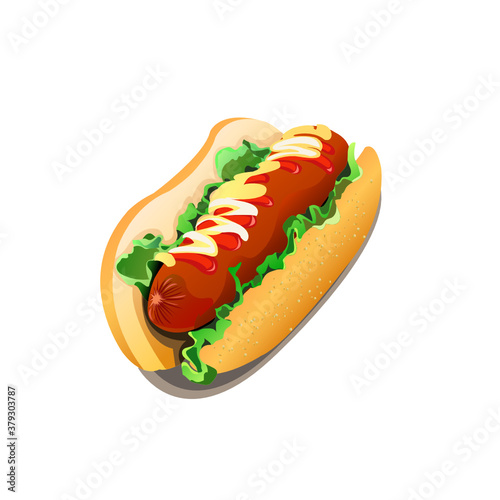 Hotdog With Vegetables Vector. Good For any business food