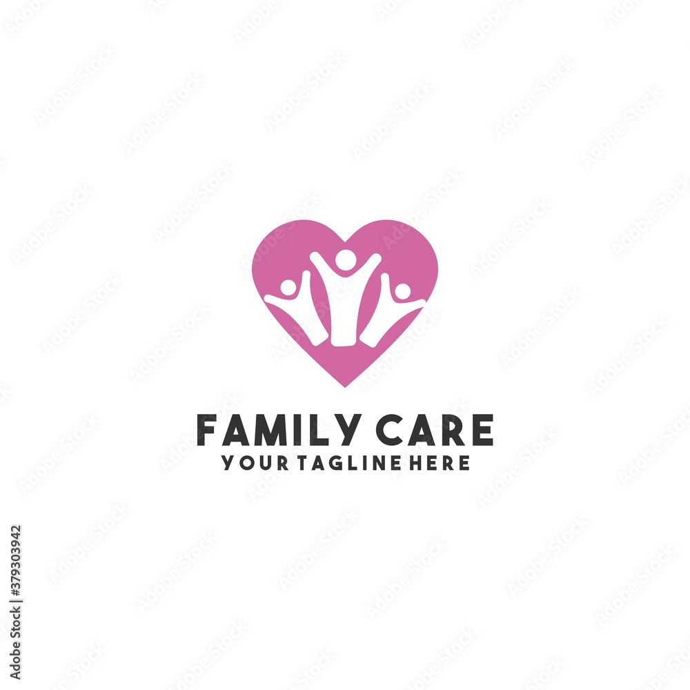 Creative family care logo design vector