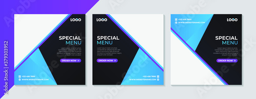 Food culinary menu banner for social media post template. Elegant sale and discount promo backgrounds for digital marketing.