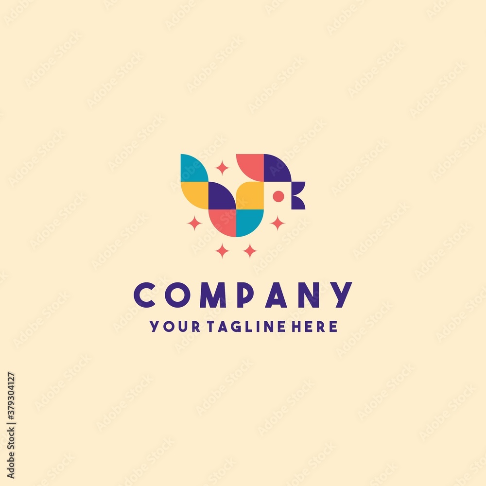 Decorative bauhaus geometric bird logo design Decorative bauhaus geometric bird logo design