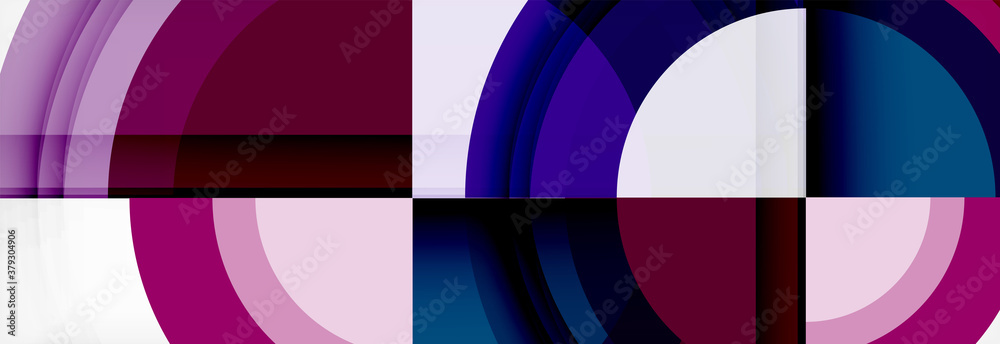 Round shapes, triangles and circles. Modern abstract background