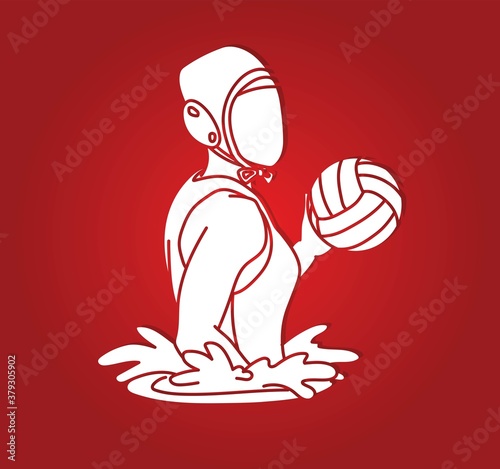 Water Polo player cartoon graphic vector