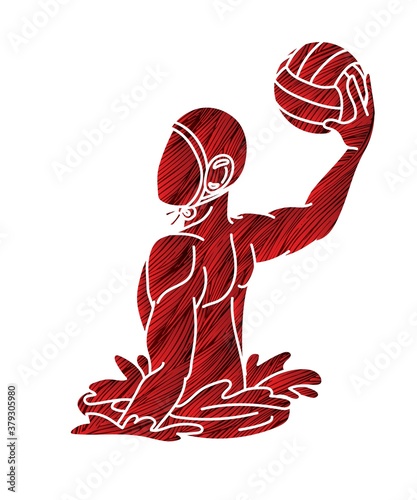Water Polo player cartoon graphic vector