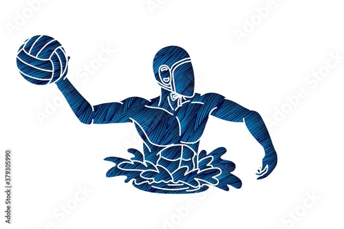 Water Polo player cartoon graphic vector