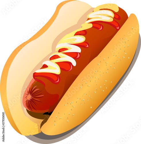 Hotdog Food Vector. Good For Menus Picture or Brochure