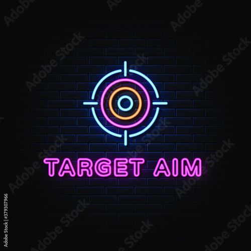 Target aim neon sign, neon symbol