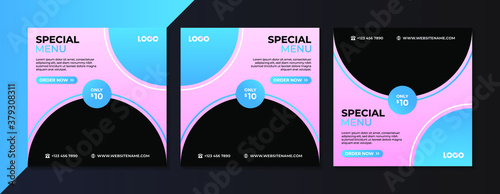 Food culinary menu banner for social media post template. Elegant sale and discount promo backgrounds for digital marketing.