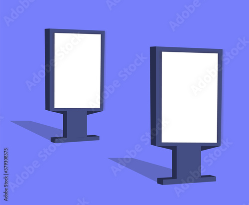 Vertical outdoor advertising citylight.Blank template outdoor lightbox.