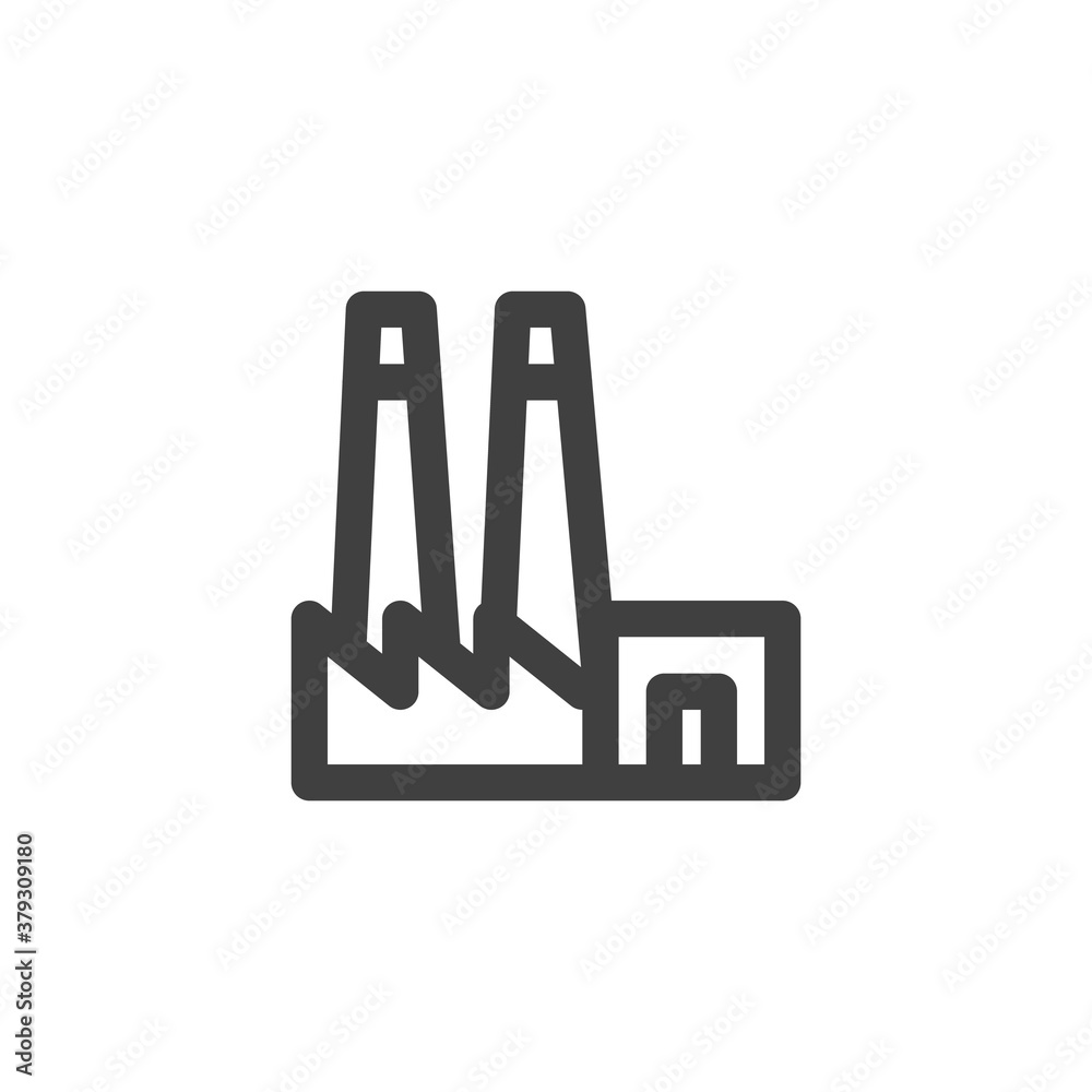 Factory line icon. linear style sign for mobile concept and web design. outline vector icon. Industry symbol, logo illustration. Vector graphics Factory line icon. linear style sign for mobile concept and web design. outline vector icon. Industry symbol, logo illustration. Vector graphics