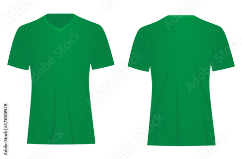 Green  v neck t shirt. vector illustration