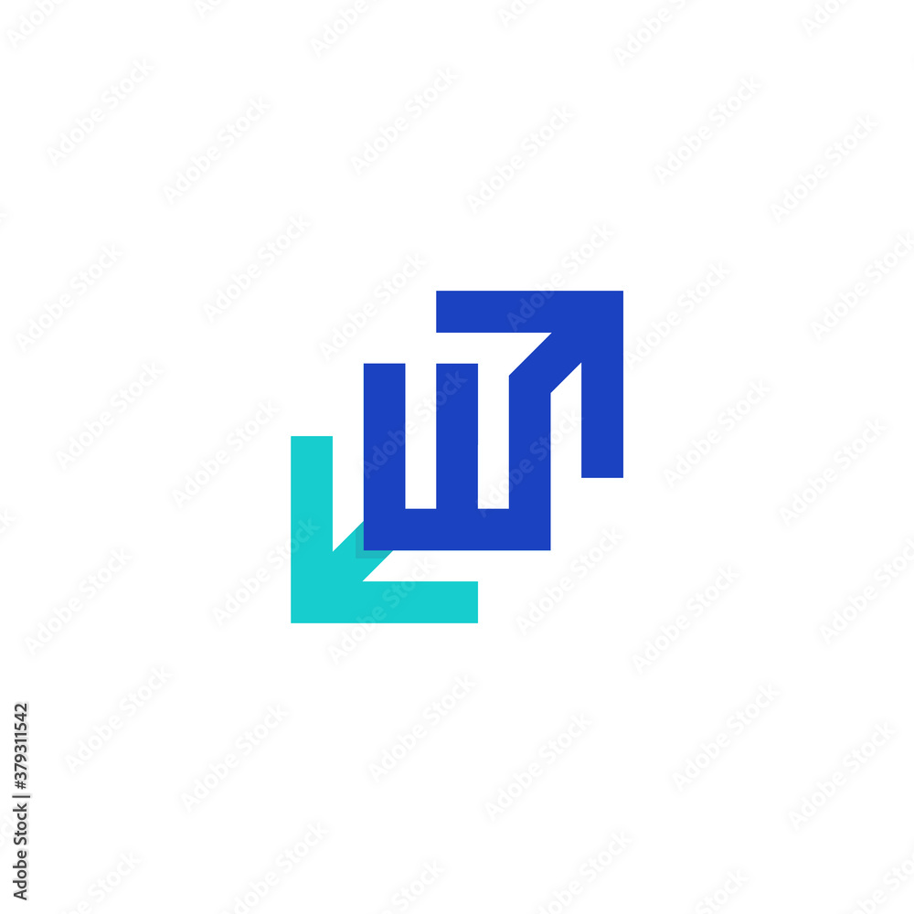 geometric letter w logo with expanding arrows geometric letter w logo with expanding arrows