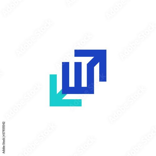 geometric letter w logo with expanding arrows