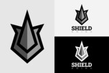 Rhino logo design template. Rhino shield security logo template vector icon illustration.