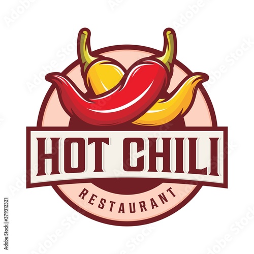 Hot chili logo design with illustration of chili pepper