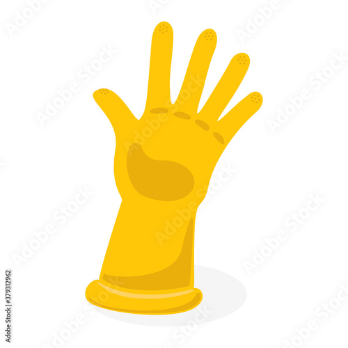 Industrial uniform yellow wear glove icon vector
