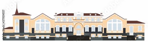 Russian architecture. Railway Station in the town of Kungur. The old building, Perm region