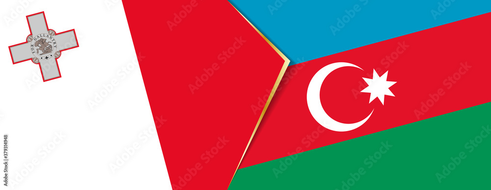 Malta and Azerbaijan flags, two vector flags. Malta and Azerbaijan flags, two vector flags.