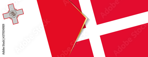 Malta and Denmark flags, two vector flags.