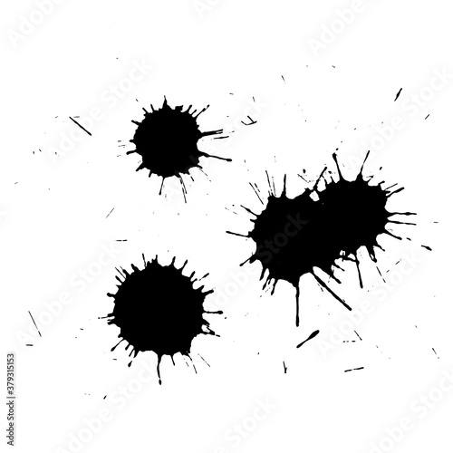 Ink black blot set. Abstract stain. Isolate on a white background