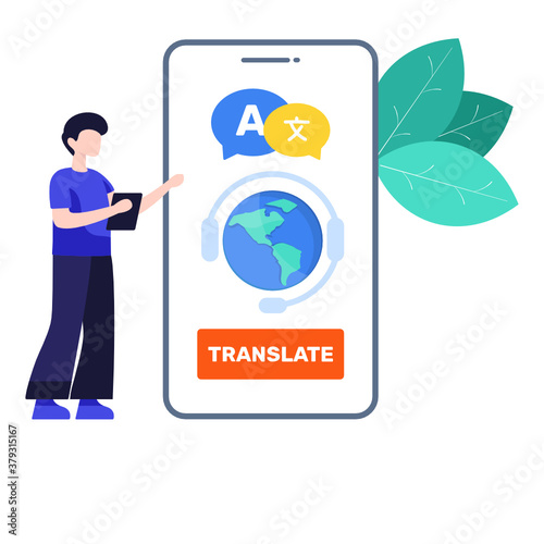 
Language translator illustration in editable flat design 
