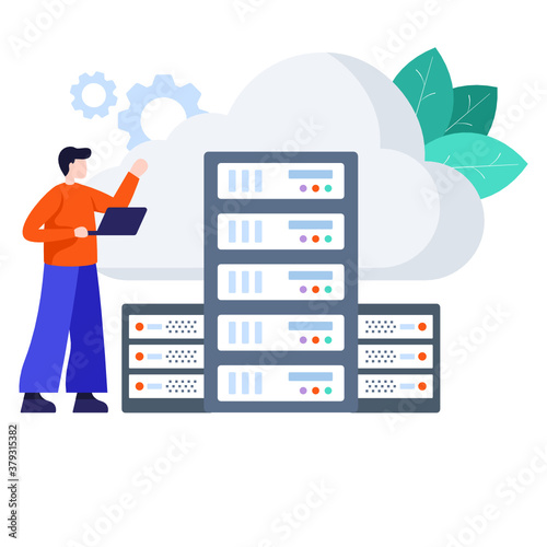 
Cloud server hosting illustration in flat vector 
