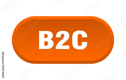 b2c button. rounded sign on white background