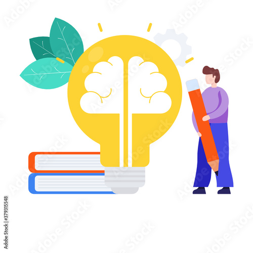 
Knowledge illustration in flat design, mind power concept vector 
