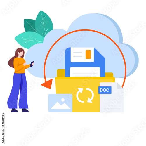 
Flat design of cloud backup illustration
