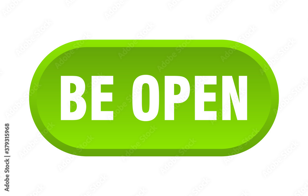 be open button. rounded sign on white background be open button. rounded sign on white background