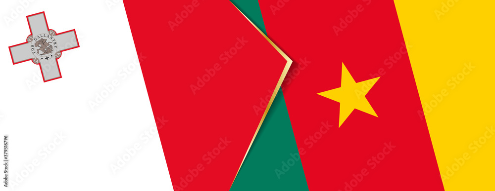 Malta and Cameroon flags, two vector flags. Malta and Cameroon flags, two vector flags.