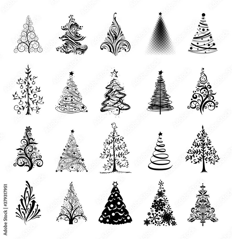 Obraz premium Christmas trees silhouettes