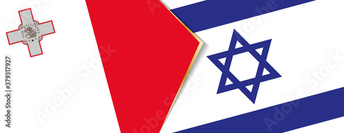 Malta and Israel flags, two vector flags.