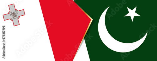 Malta and Pakistan flags, two vector flags.