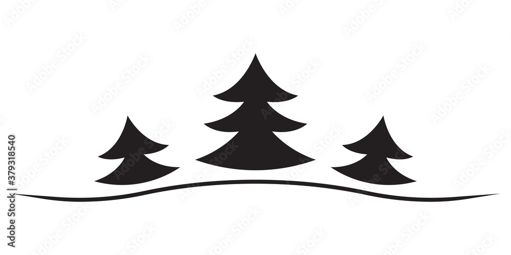 Obraz premium Fir trees icon. Spruce tree for Christmas card design. Xmas decoration element. Vector illustration.