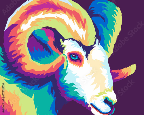 portrait of a goat style pop art  photo