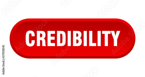 credibility button. rounded sign on white background