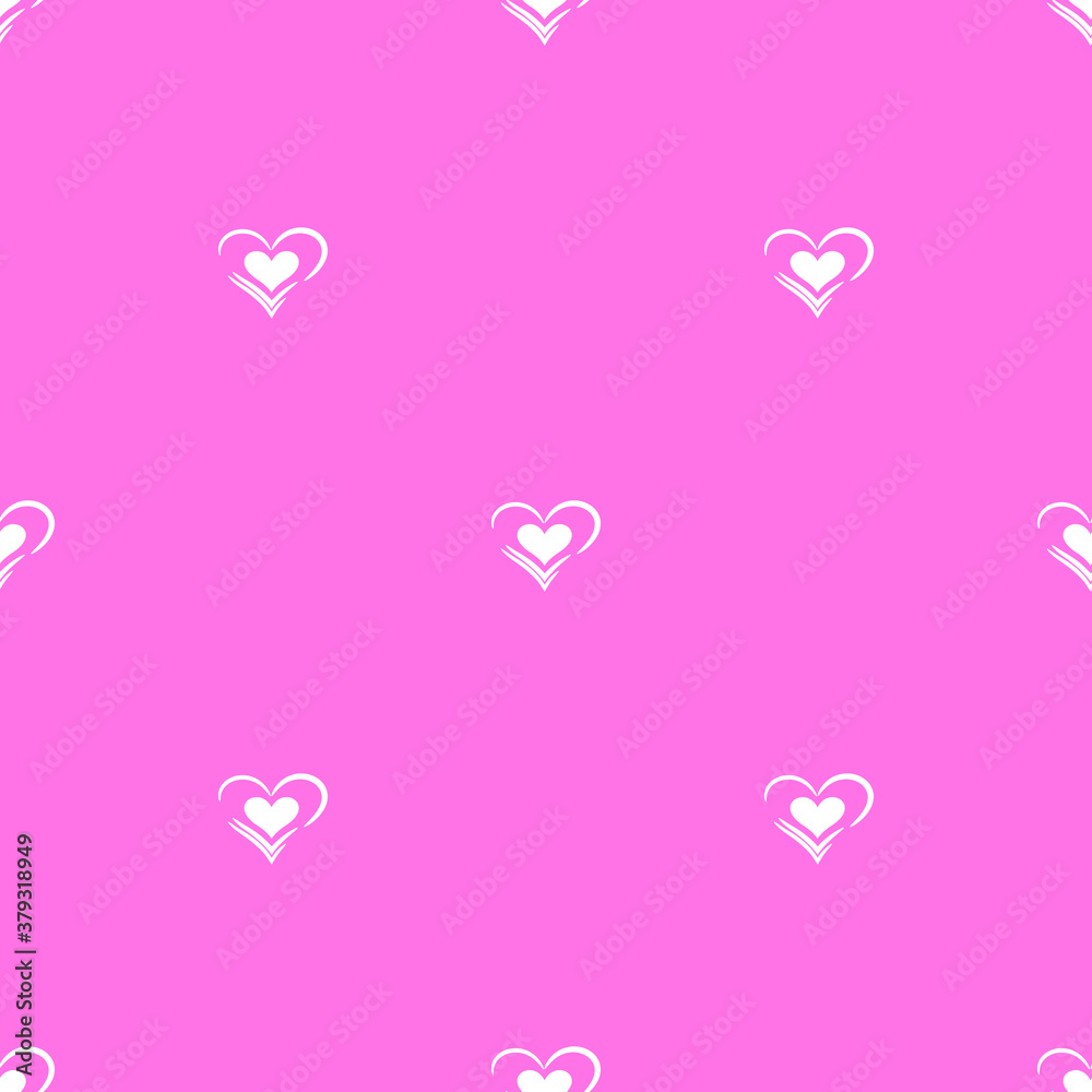 Vector seamless pattern white hearts on a pink background