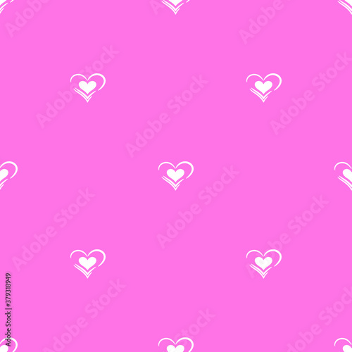 Vector seamless pattern white hearts on a pink background