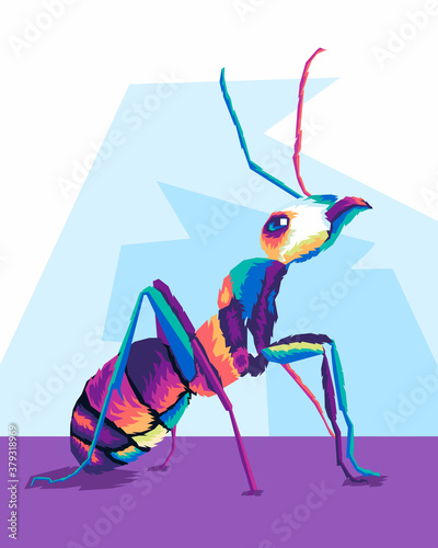 colorful ant style pop art portrait