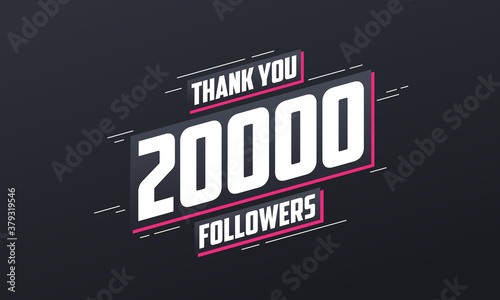 Thank you 20000 followers, Greeting card template for social networks.