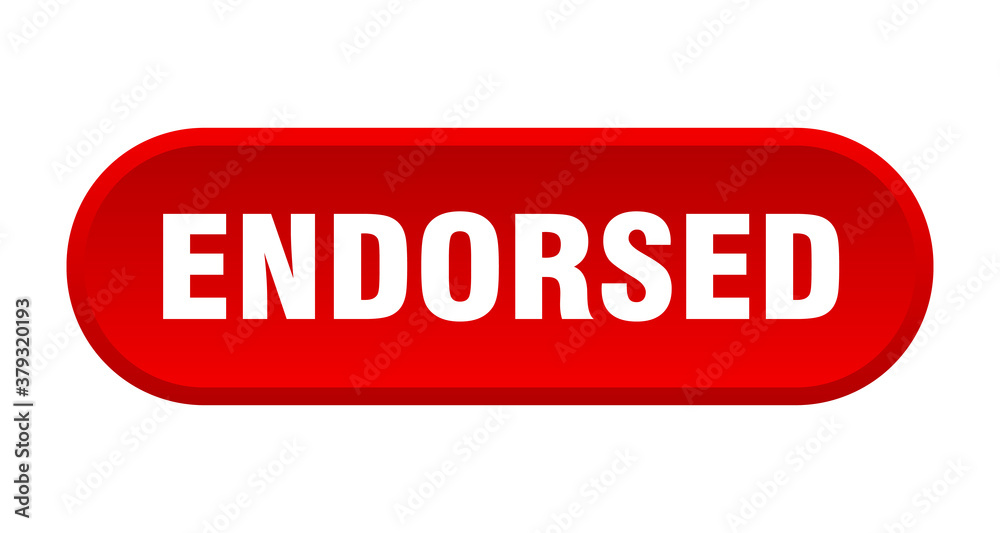 endorsed button. rounded sign on white background endorsed button. rounded sign on white background