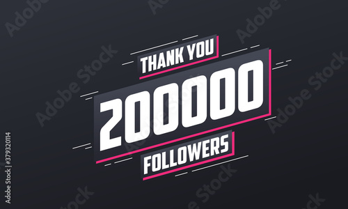 Thank you 200,000 followers, Greeting card template for social networks.