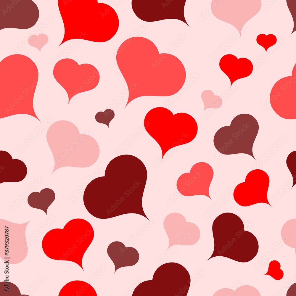 Multi-colored hearts on a light background.Seamless.Vector
