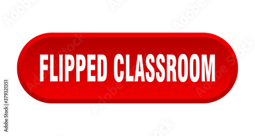 flipped classroom button. rounded sign on white background