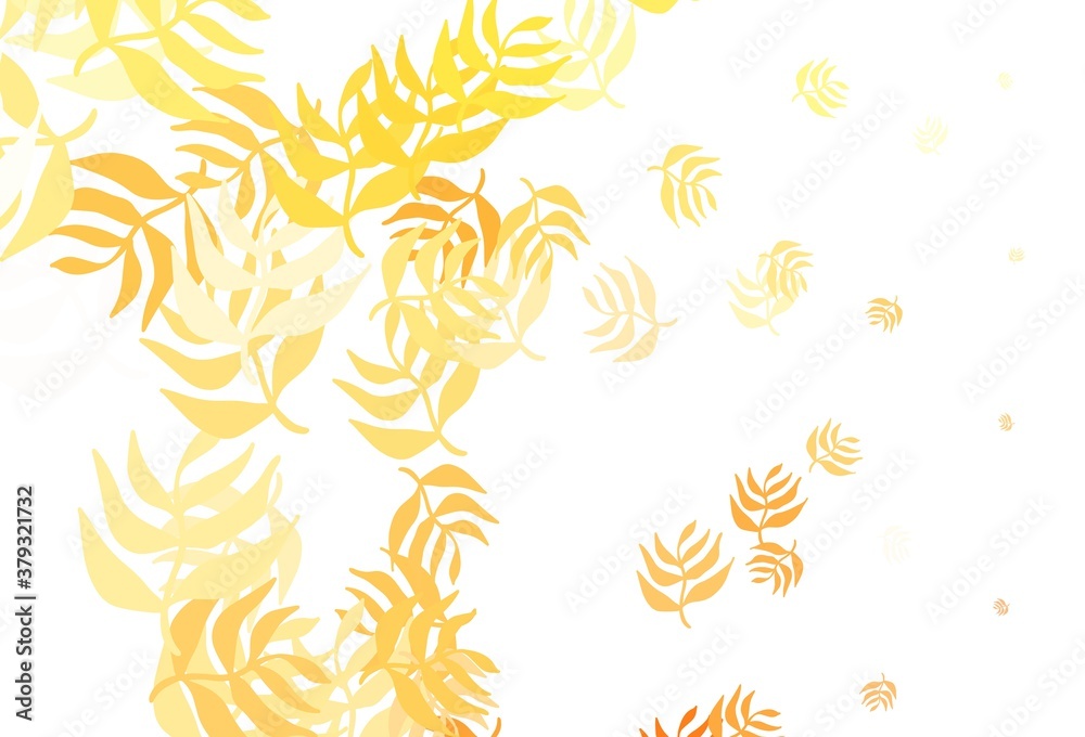 Fototapeta premium Light Orange vector doodle layout with leaves.