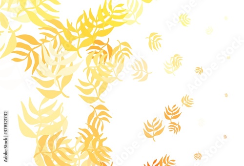 Light Orange vector doodle layout with leaves.
