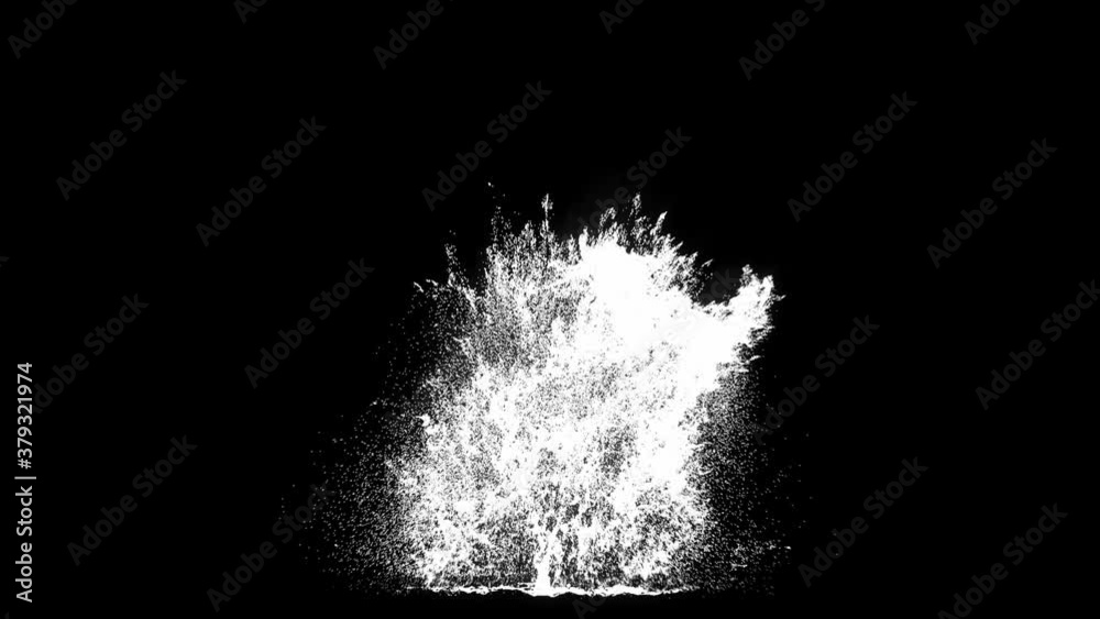 HD special effect video of water splashes, black background with alpha, CG animation
