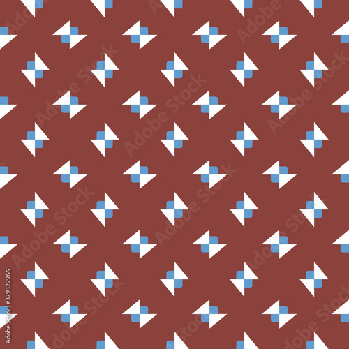 Vector seamless pattern texture background with geometric shapes  colored in brown  blue  white colors.